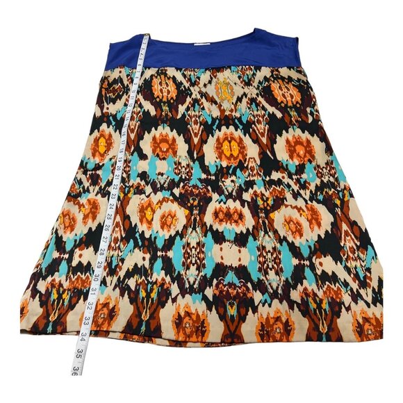 Soft Surroundings Dress Women L Blue Satin Abstract Mini Sheath Boat Neck Artsy - Picture 5 of 7